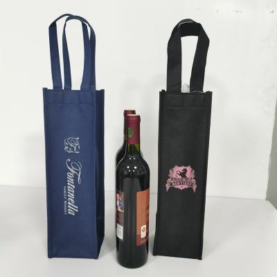 China Customized Logo Printed Cloth Single Bottle Nonwoven Custom Wine Carrier Packaging for sale