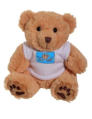 China Super Tiny Plush Toy Lovely Mini 12 Inch Footprint T-shirt Brown Bear OEM Stuffing Teddy Bear Toy for sale