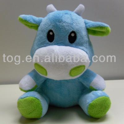 China OEM Stuffed Plush Toy Blue Green Music Cow Lovely Animal Toy Gift With Pull Line for sale