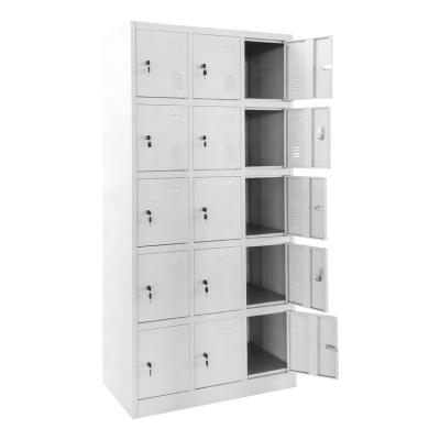 China 15 door metal factory locker school wardrobe cabinet metal steel locker for factory LW-MD-15 for sale