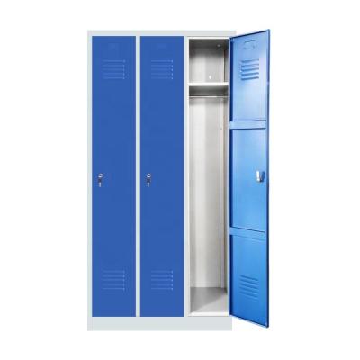 China Metal 3 Door Gym Office School Steel Locker LW-DCL*03 High Quality Wardrobe Locker Clothing Storage Locker for sale