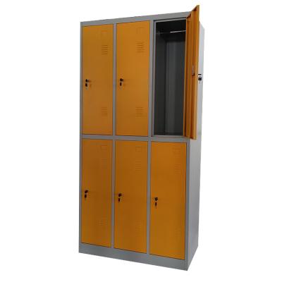 China Steel Metal Locker Office School Gym Staff Worker Lockers Storage Cabinet Locker 6 Door Clothing Wardrobe LW-DL-06 for sale