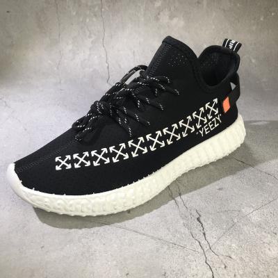 China Fashion Black Knitted Mens Anti-slippery Running Sporty Sneaker Flat Shoes For Walking for sale