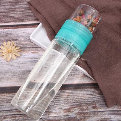 China Sustainable 0.5L Double Layer Tea Cup Water Bottle Tea Water Separating Plastic Cup Customized Logo Advertising Home Gifts for sale