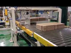 TAEMS robot palletizer system for cardboard, after the die cutter