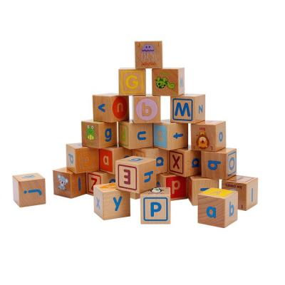 China 2021 Popular Eco-friendly Material Wooden Cube Building Block Educational Toys Children for sale