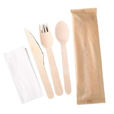 China Plastic Disposable Knife Fork Wooden Spoon Set Environmentally Friendly And Biodegradable Cutlery Customizable Logo for sale