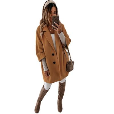 China MENGMUGE New Fashion Breathable Solid Color Three Quarter Sleeve Cardigan Jacket Casual Turn-Down Collar With Buttons Coat For Women for sale