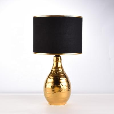 China Modern hot sale gold electroplating ceramic table lamp for hotel decoration for sale