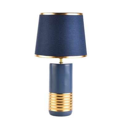 China Modern hot sale blue and gold pattern electroplating matte ceramic table lamp for living room table for sale