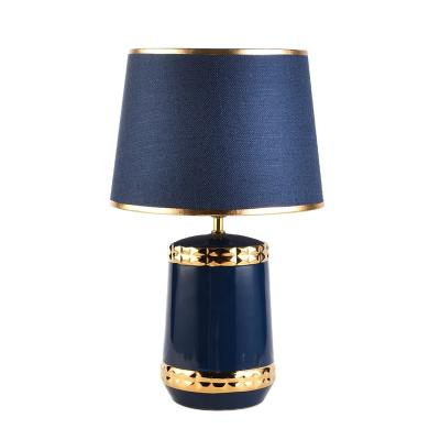 China New arrival modern blue and gold pattern electroplating ceramic table lamp for home decoration for sale