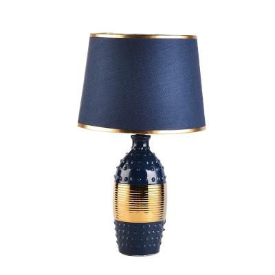 China 2022 modern new blue and gold pattern electroplating ceramic table lamp for hotel decoration for sale