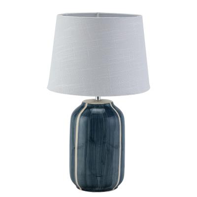 China Modern hot sale blue painting line of hand ceramic table lamp for bedside for sale