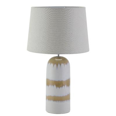 China Modern Wholesale Blue And White Row Ceramic Table Lamp With Fabric Shade For Living Room for sale