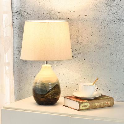 China Modern antique panting table lamp ceramic bedside table lamp, Chinese ceramic coffee table lamp for sale