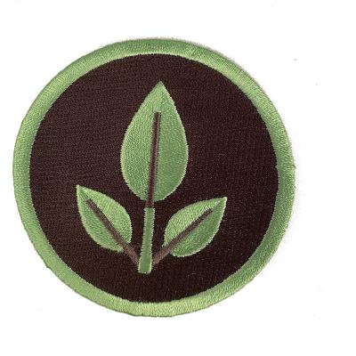 China high quality embroidery apparel green leaf factory patch badge embroidery 3D iron seam patch for sale