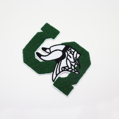 China Viable Custom Towel Embroidery Patch Letter Badge Patch Chenille Embroidery Patch for sale