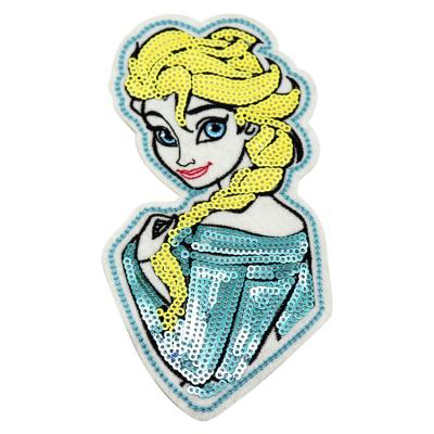 China New Eco-friendly Cartoon Girl Sequin Patch 3d Fashion Clothes Cartoon Patch for sale