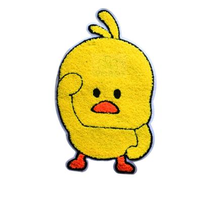 China Small Yellow Duck Weaving Iron Patch Clothing Custom Embroidery Chenille Viable Custom Patch Embroidery Patch for sale