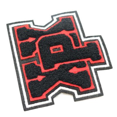 China Large Cheap Viable Custom Chenille Logo Color Embroidery Bag Chenille Patch Letter Patch Applique for sale