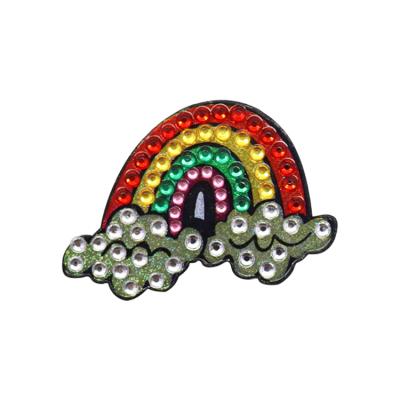 China Viable Custom Colorful Rainbow Rhinestone Embroidery Beaded Patch For Kids Clothes for sale