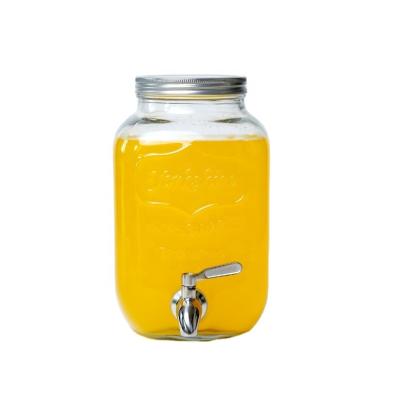 China Wide Mouth 4000ml Cold Keep Freshness Brew Glass Mason Jar 1 Gallon Beverage Dispenser With Lid And Metal Spit for sale