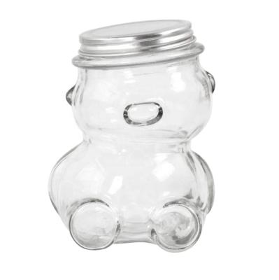 China High Quality Factory Price Stocked 9 Ounce Honey Bear Glass Mason Jar With Silver Metal Lid for sale