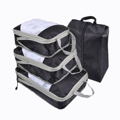 China Multifunctional Compression Packing Cubes Set 4pcsTravel Portable Storage Bag Luggage Suitcase Organizer Expandable Packing for sale