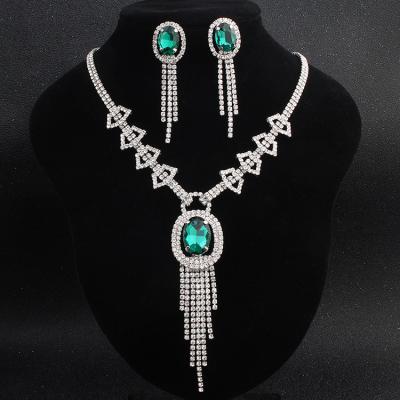 China High Quality FASHIONABLE Gemstone Jewelry Set from Alibaba Crystal Wedding Accessories Unique Emerald for Women Cheap Diamond Jewelry Sets for sale