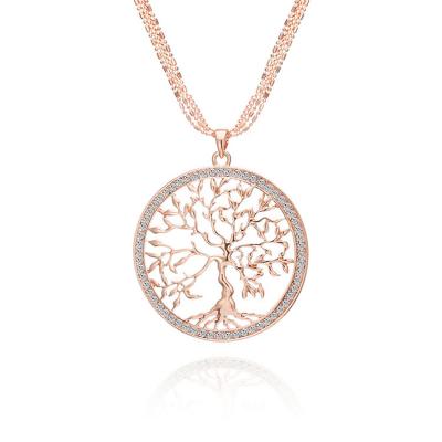 China FASHIONABLE Exquisite Fashionable Tree of Life Necklace Amazon Top Selling Tree Shaped Hollowed-out Necklace Metal Sweater Chain Accessories for sale