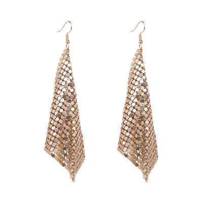 China Newest Design Metal Glitter Mesh Earrings Wholesale Geometric Rectangular Funky Earring Accessories FASHIONABLE Aluminum Drop Earring for sale