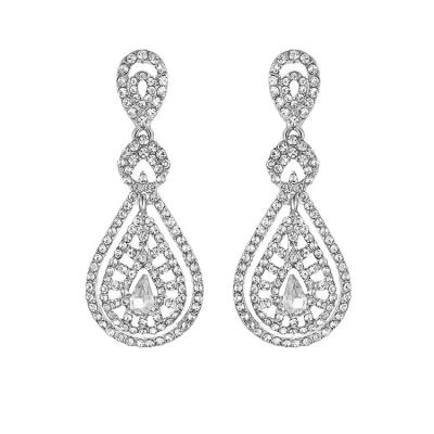 China Wholesale Trendy Fashion Women's High Quality Earrings Combine Crystal Rhinestones Wedding Diamond Earring Metal Water Drop Earrings for sale