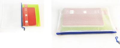 China Fodable Plastic File Pockets A4 Document Pouch , Small Pvc Transparent Bag With Zipper for sale