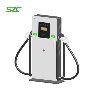 China SZC DC Carregador de veículos elétricos 60kW/80kW Material de aço galvanizado com armas duplas para OCPP 1.6J Projeto GBT CCS1/CCS2 CHAdemo à venda