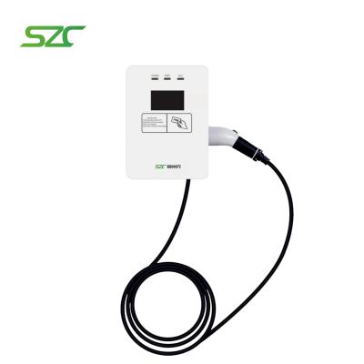 China Customizable Type2 EU Plug SZC 7kW 11kW 22kW Beautiful Temper Glass EV Charger for Commercial in Indoor Parking Lots for sale