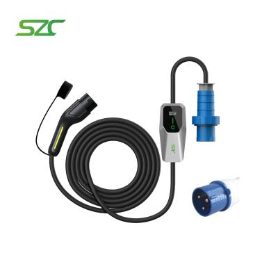 China SZC 7kW Cargador de EV portátil Tipo2 Mennekes para automóvil eléctrico con conector industrial de cable 5M fácil de llevar en venta