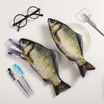 China Schools & Creative Simulated Salted Funny Office Fish Pencil Case Large Capacity Pencils Pouch Bag School Pencil Cases Stationery Supplies for sale