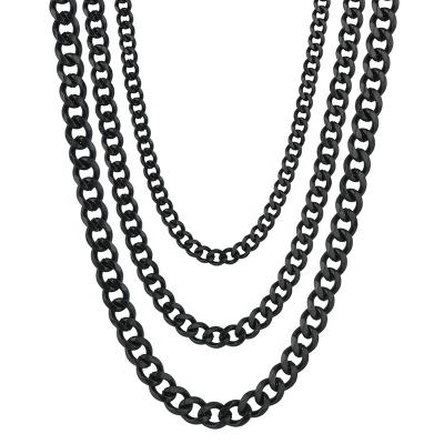 China Hiphop Wholesale Cuban Link Chain Chokers Stainless Steel Basic Punk Necklace For Women Mens Vintage Black Goldtone for sale