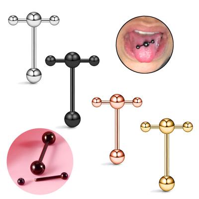 China Hiphop Hip Hop Tongue Ring Stainless Steel Barbell Tongue Piercing Punk Unisex Body Jewelry for sale