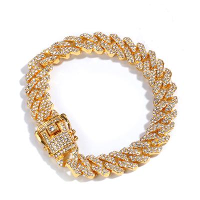 China Other Diamond-Studded Cuban Chain Bracelet Men And Women INS Trendy Hip-Hop Bracelet for sale