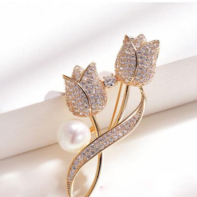 China Fashionable Fashion Tulip Flower Pin Suit Brooch Luxury Woman for sale