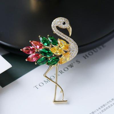 China Zircon Shape Zircon Swan Shape Colorful Brooch Pin Fashionable Animal Lady Brooch for sale