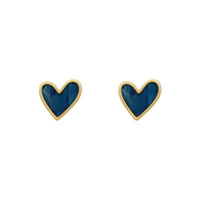 China Cute Blue Female Exquisite Small Heart Girl's Earring Sweet Love Earrings for sale