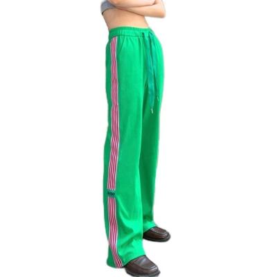 China Manufacturer Supplier Weaving Method Anti-Wrinkle Knitted Wide Leg Track Pants For Women for sale