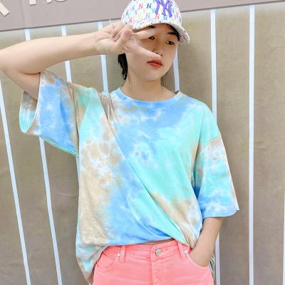 China Wholesale Hot Sale Anti-Wrinkle Tie Dye Women Casual T-shirt Custom OEM Logo Style for sale