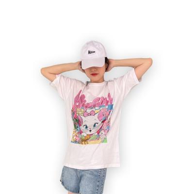 China 2022 Anti-wrinkle cotton superdry high quality 100% loose graphic t shirts for women custom printed tee for sale