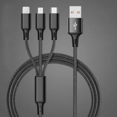 China Heavy Duty MP3/MP4 Player Fast Charger Nylon Braided 3 In 1 Usb Cable For iPhone Usb Cable Mobile Phone Usb Charging Cable for sale