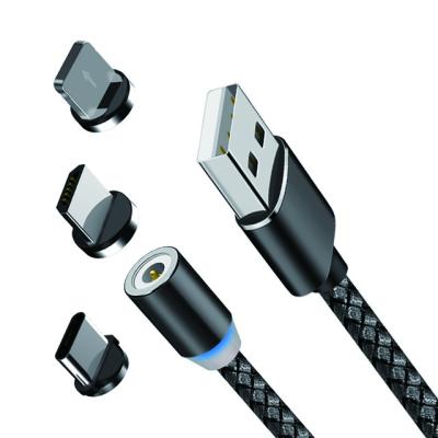 China Hot Selling Mobile Phone 3 In 1 Magnetic Charging Cable Usb 1m For iPhone Samsung Micro Type C Charger Magnet Fast Data Cable for sale