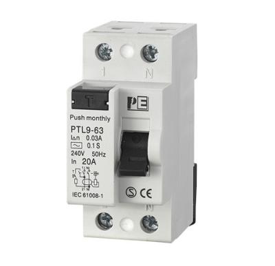 China IP20 2P Miniature Earth Leakage Circuit Breaker PTL16 Series PTL16-63A for sale