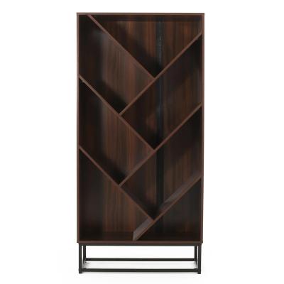 China 6 Shelves Contemporary Modern Industrial Bookshelf Wooden Bookcase Furniture for sale